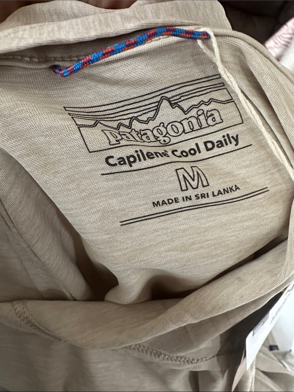Patagonia capilene cool daily Beige Hooded Long Sleeve Tee with Logo Stripe - Picture 11 of 11